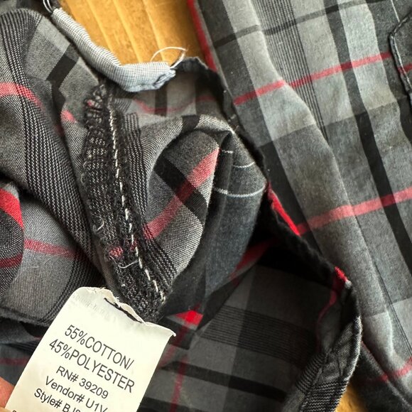 Burnside‎ Western Shirt Black Snaps Plaid Topstitching Men's M Red Gray - Picture 5 of 6